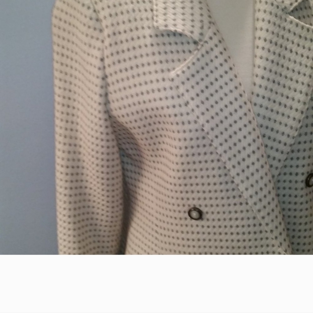 💥HPGorgeous Vintage cream with grey dots double breasted virgin wool blazer